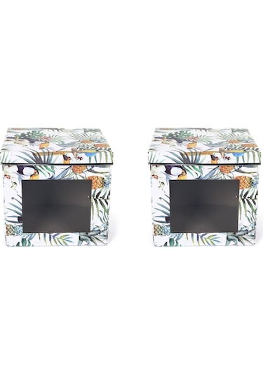 Saklama Kutusu Seti Tropikal Desenli Pencereli 2 Adet 28x28x26cm
