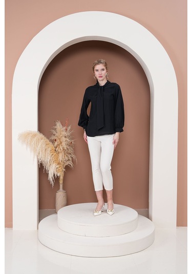 Elegance Bağlamalı Bluz Siyah