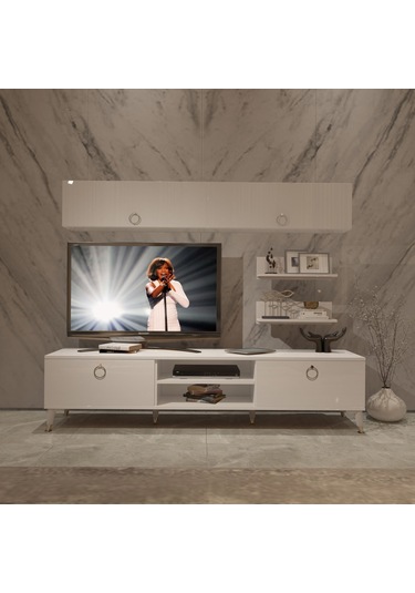 Decoraktiv Eko 5 Mdf Dvd Gold Tv Ünitesi Tv Sehpası Beyaz