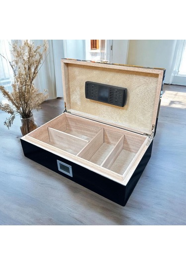 Lubinski İtaly Cuban Flag Humidor Puro Kutusu Siyah 80's