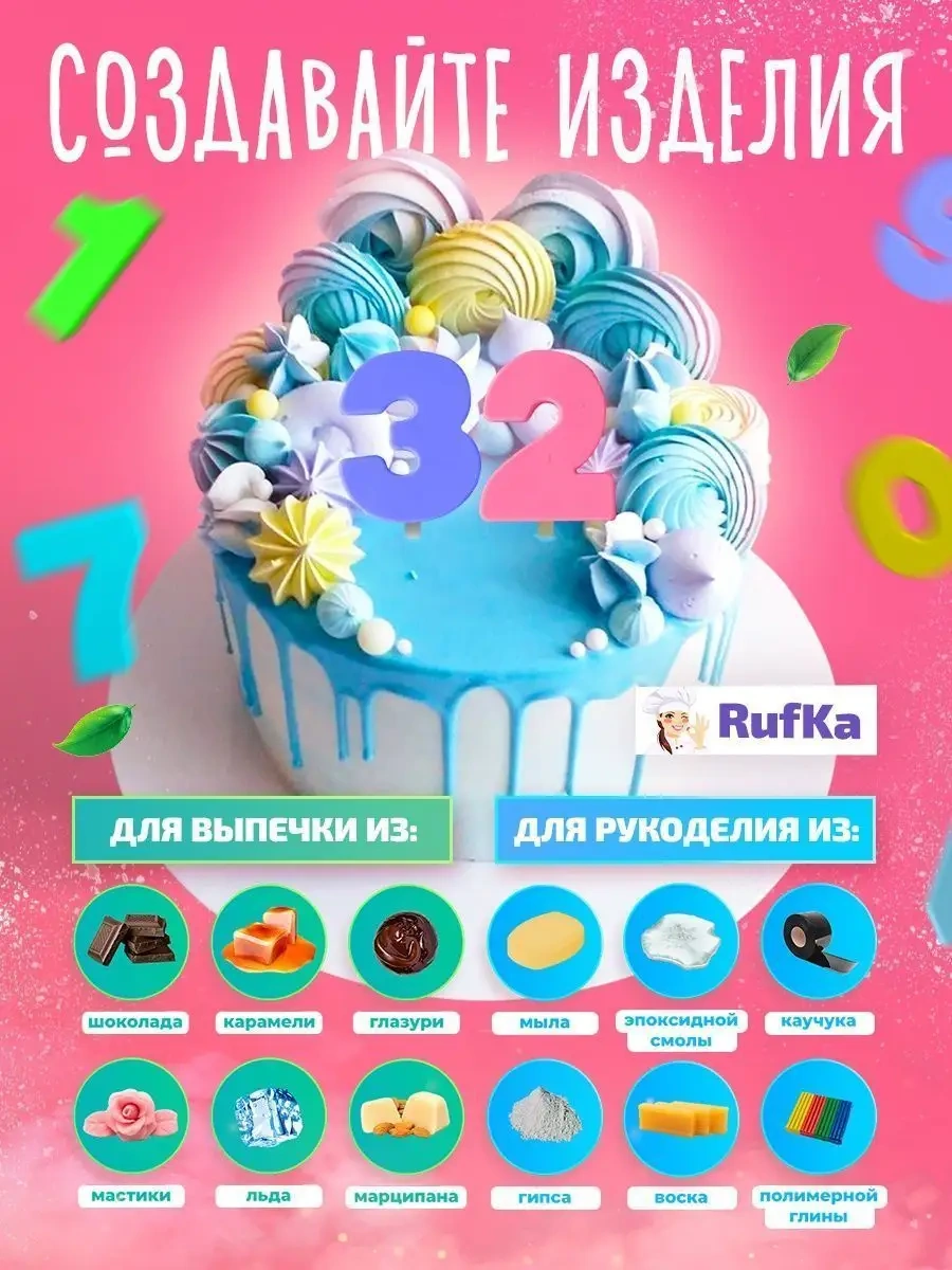 Rufka Çikolata Ve Şekerler İçin Silikon Kalıp Rakamlar 155806767 Yeşil