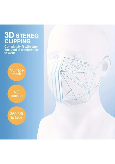 Oldfriend Cırcle Yu Kn50 Beyaz 5 Katmanlı Partikül Maskesi 50 Adet