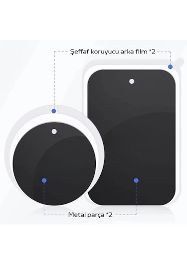 Polham 0.4mm 2 Adet Set Ultra İnce Yapışkanlı Metal Mıknatıs, 3m Hafif Tüm Telefonlara Uyumlu Mıknatıs