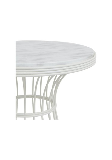 Begüsa Teksas Mermer Görünümlü Yan Sehpa - Beyaz Beyaz