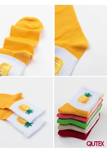 Qutex Kız Çocukları İçin Desenli Çoraplar, 5 Çiftlik Set. 28800302 Bordo