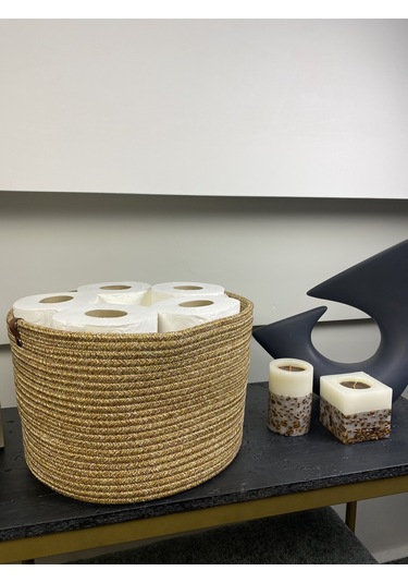 Jüt Tuvalet Kağıdı Düzenleyici, 30 X 20 Jüt Sepet, Çok Amaçlı Organizer Hasır