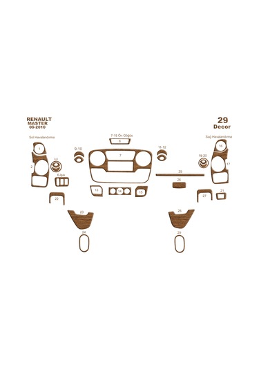 Opel Movano Master İnterstar Konsol-torpido Kaplama 2010 29 Parça-açık Meşe Seçenekler