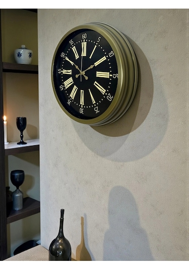 40 Cm Metal Antik Roma Eskitme Duvar Saati Çok Renkli
