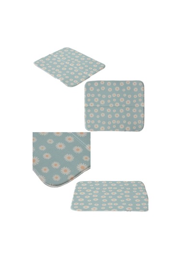 Bulaşık Kurutma Örtüsü, Bulaşıklık, Tezgah Üstü Bulaşık Matı, Süper Emici Mutfak Matı, Papatya Desen Çok Renkli