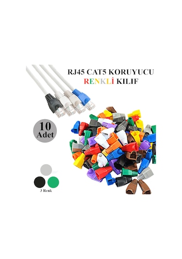RJ45 Cat5 Cat6 Renkli Koruyucu Kılıf - 10 Adet Papuç