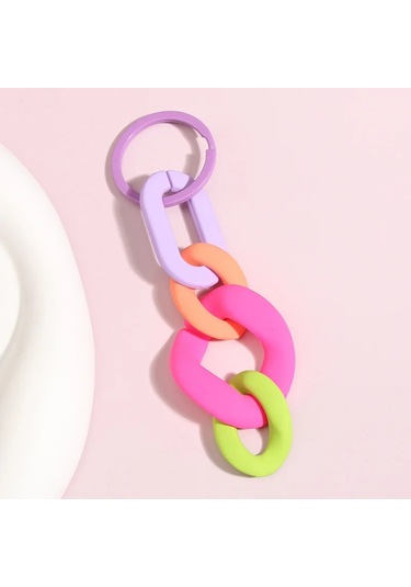 Fishsheep Renkli Akrilik Plastik Zincir Anahtarlık - Dıy Çanta Aksesuarı, Dostluk Hediyesiyellow