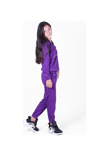 Fyk Kids Love Cıty Fermuarlı Kız Eşofman Takımı Mor