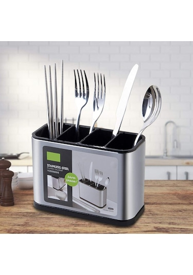 Geeroyoo 4 Katmanlı Paslanmaz Çelik Mutfak Eşyası Kurutma Rafı, Büyük Kapasiteli Bulaşık Organizatörü Siyah