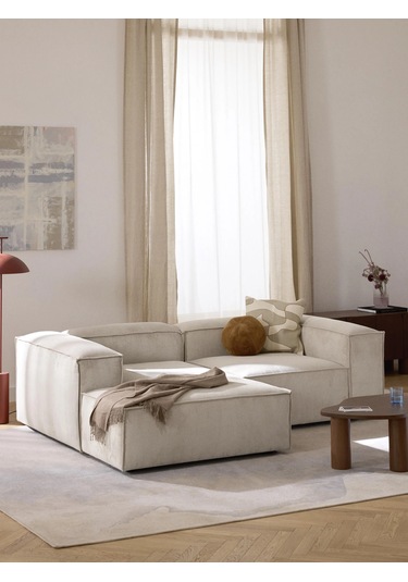 Most Mollis Plus Sol 2 Modül Köşe 01 Fitilli Kırık Beyaz Kadife K