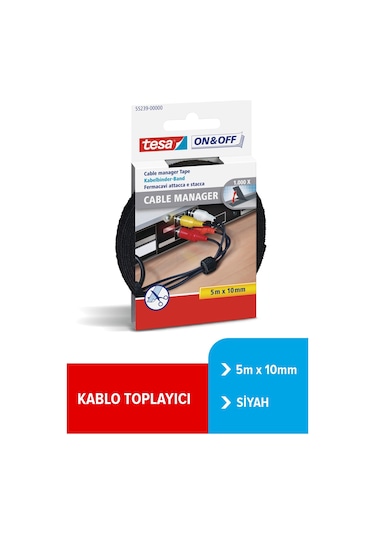 Kablo Toplayıcı, On & Off Cırt Bant, Siyah, 5m X 10mm