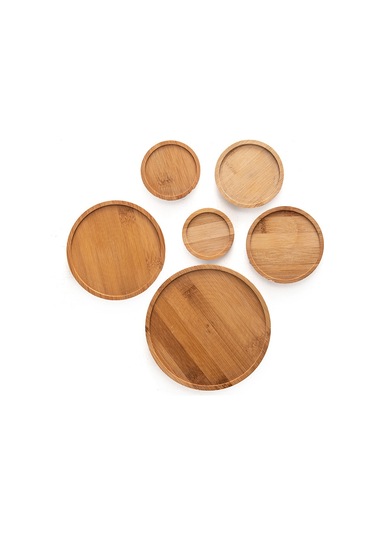 Yaozixa Ev İçi Bitki Süsleri İçin Bambu Materyalden Yapılmış Dayanıklı Süs Tabağı - Dış Çap 15.5 Cm, İç Çap 14.5 Cm