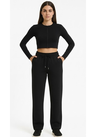 Axxel Kadın Siyah İnterlok Eşofman Altı-p2273 Siyah