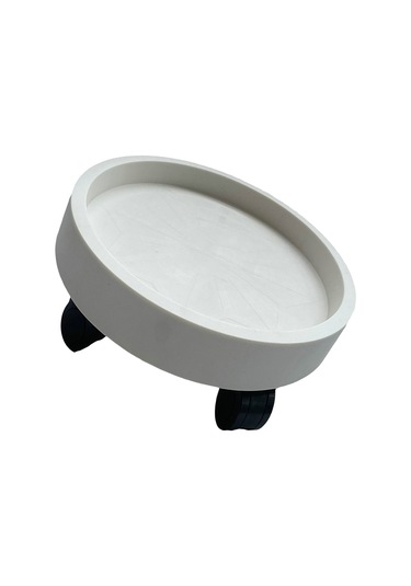 Tenfowee Plastik Dairesel Süs Bitki Tepsisi, 30mm Cam Gövde Tekerlekli, Su Toplama Kutusuyla, Balkon İçin Taşınabilir Taban