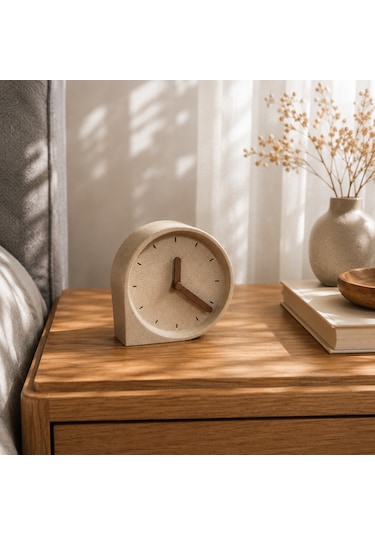 Cove Clock Dekoratif Masa Saati Modern 3d Baskı Saat Açık Ahşap