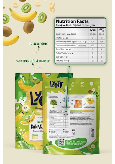 Lyofit Food Freeze Dried Muz Kivi 20 G