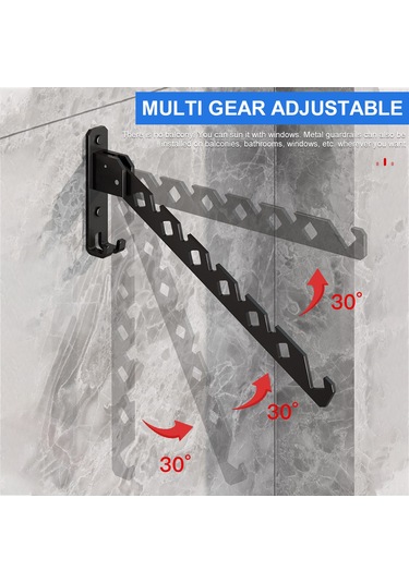 Yaleker Duvar Tipi Çekirdekli Kurutma Rafı - Açılır-kapanır, Açı Ayarlanabilir, Yüksek Dayanıklı - Banyo, Balkon, Çamaşır Odası İçin Siyah Siyah