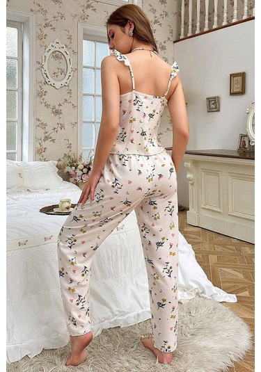 Merry See Özel Örme Kumaş Askılı Pijama Takımı Çok Renkli