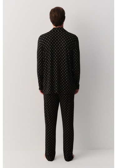 Suwen Adrian Erkek Maskülen Pijama Takımı Sh26309660b911 Siyah Desenli