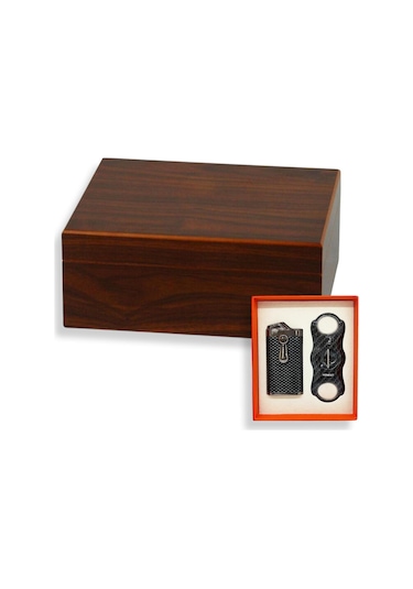 Cedar Alman Humidor Puro Kutusu Karbon Çakmak Kesici Seti