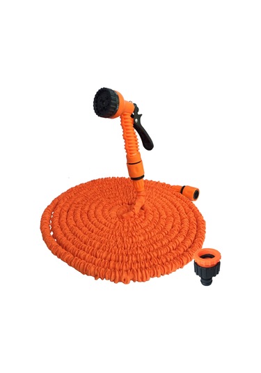 Jeemson Ev Ve Bahçe İçin Turuncu 7.5m Genişletilebilir Su Hortumu, Yüksek Basınçlı Fıçı Ve Bağlantı Aksesuarlarıyla Tam Set Turuncu