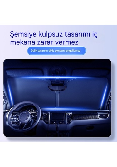 Novahub Araba Güneşliği Ön Kalkan Güneş Koruma Isı Yalıtımı Güneşlik Bölme Perde, Şemsiye/ 1 Adetli Set