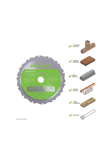 Evolution F185tct-16cs Çoklu Malzeme İçin Dairesel Testere Bıçağı, 185mm