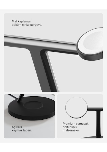 Belkin Boostcharge 3'ü 1 Arada Qi2 Şarj Cihazı, Magsafe Uyumlu Ka