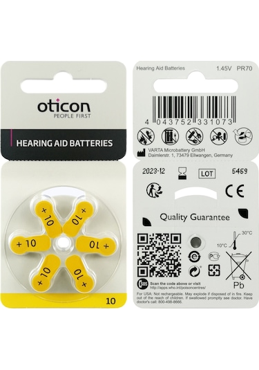 Oticon 10 Numara 1.45V İşitme Cihazı Pili 6 x 5'li