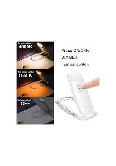 Yingfu Tcherchı Led Kitap Klipsi Okuma Lambası - Başucu Okuma Işıkları Beyaz