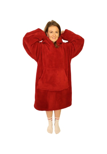 Rokeff Wellsoft Tek Kişilik Giyilebilir Battaniye Bordo L/XL