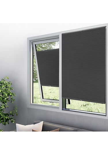 Perdema Kancalı/vidalı Honeycomb Plise %100 Karartma Cam Balkon Perdesi - Ofis Perdesi - Mutfak Perdesi Koyu Gri