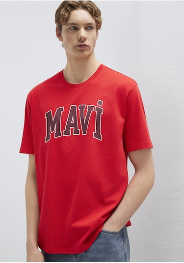 Mavi - Mavi Logo Baskılı Kırmızı Tişört 0611711-70467