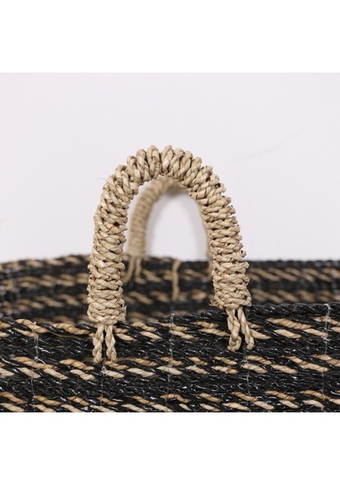 Karadeniz Muz Lif El Yapımı Yuvarlak Büyük Sepet 47x50x45 Cm Siyah