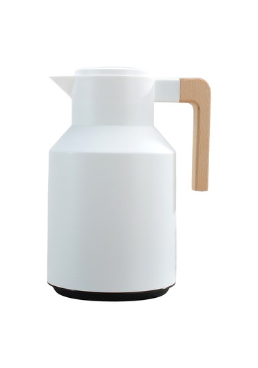 Hallow Termal Kahve Sürahi Çift Duvarlı Termal Sürahi Ahşap Beyaz 1 L