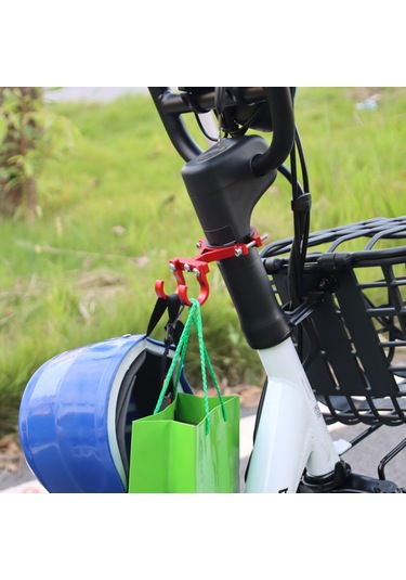 Monyee Alüminyum Çift Kanca Bisiklet Kolu Takımı - 50 Kg Yük Kapasitesi, Delme Yok, Kırmızı Büyük Boy