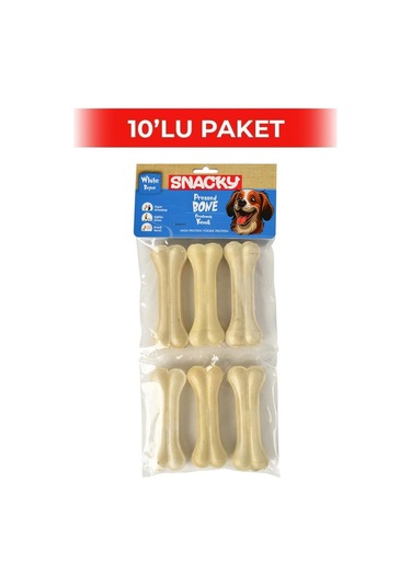 Snacky Beyaz Köpek Çiğneme Kemiği 10 Cm 6'lı 10 Paket