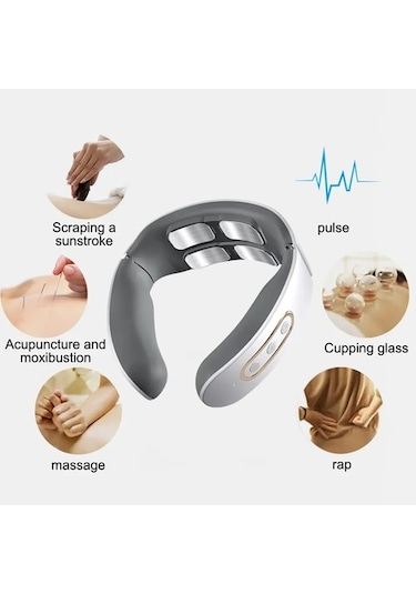 Çok Fonksiyonlu Boyun Masaj Aleti - Elektrikli Ve Isıtmalı Beyaz