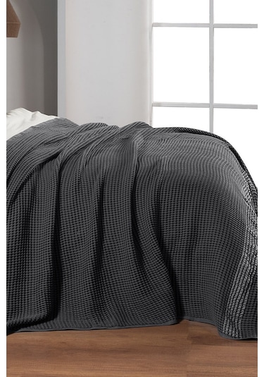 Sarev Polendia Gri Çift Kişilik %100 Pamuk Yatak Örtüsü 200 220 Cm