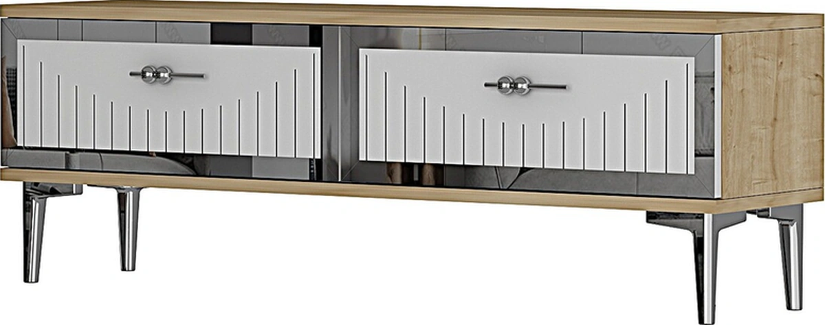 Tsa1204dbs - Tunatv120 Tv Stand, Tv Sehpası Safirmeşe-beyaz-sılver 120cm Beyaz