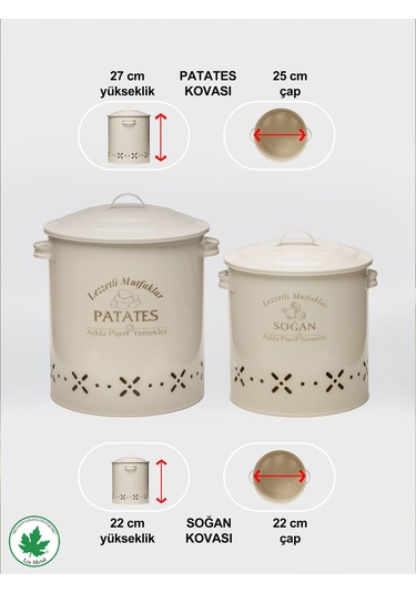 Lüx Metal Patates Soğanlık Kovası Sebze Saklama Kabı Krem Siyah