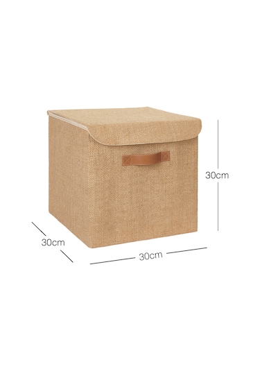 Ocean Home Textile Jüt Kapaklı Kutu 30 x 30 x 30 cm