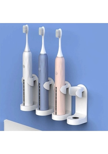 Bloomnest Lebıhmurah Bf1706 Elektrikli Diş Fırçası Tutucu, Kendinden Yapışkanlı 5'li Set, Banyo Organizatörü Beyaz