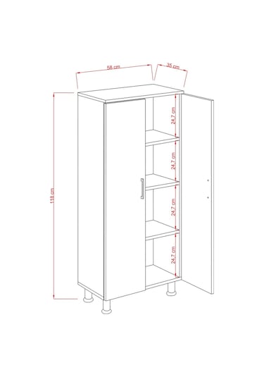 Side Banyo Çok Amaçlı Dolap 4 Bölmeli Beyaz