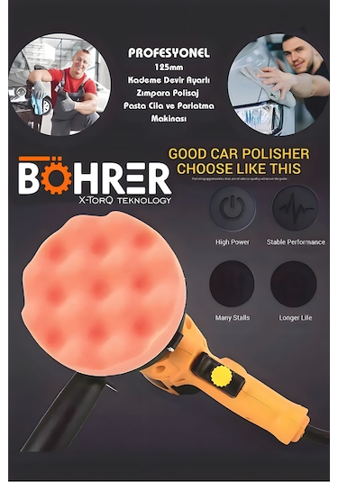 Böhrer Hb0011t Polisaj 4800W 125 Mm Devir Ayarlı Bakır Sargılı Polisaj Zımpara