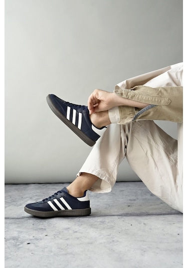 Muggo Jabbar Unisex Ortopedik Günlük Garantili Bağcıklı Yürüyüş Koşu Sneaker Spor Ayakkabı Lacivert